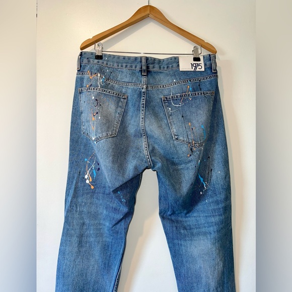 ZARA Unique Paint Splatter Distressed Denim Jeans - Picture 2 of 8